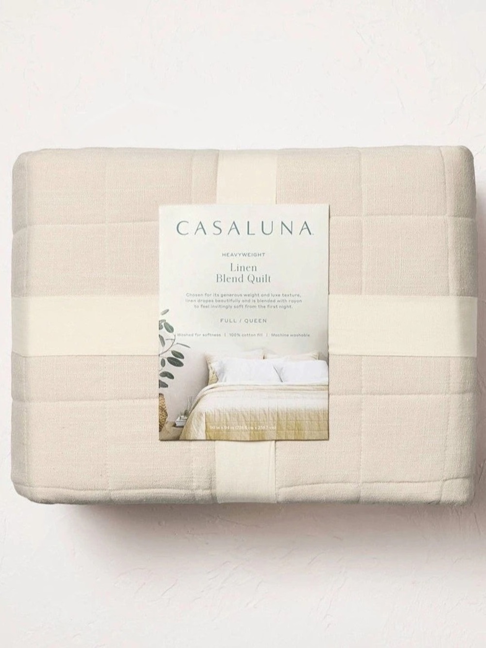 Casaluna Heavyweight Linen Blend Quilt Cream